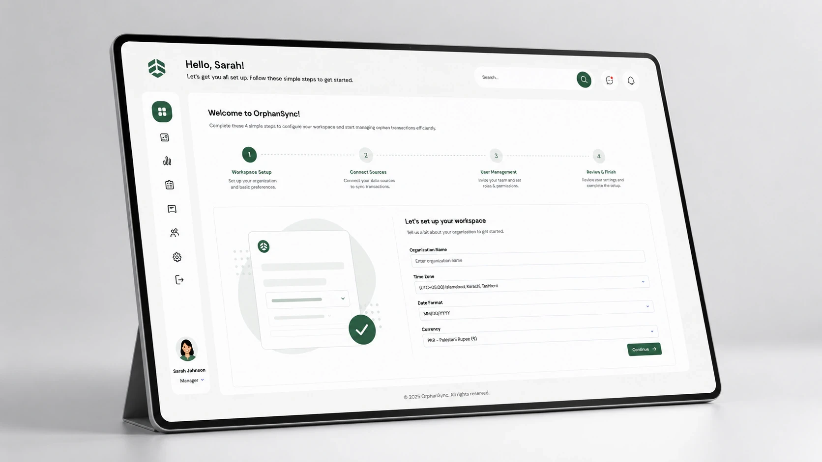 Flow Folio, Set up a workspace in four steps